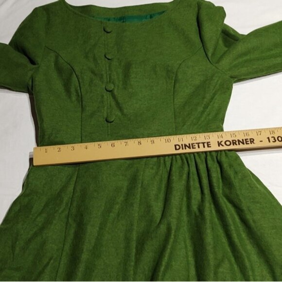 Ylistyle Green Retro Style Wool Blend Maxi Dress  4? - Picture 12 of 14